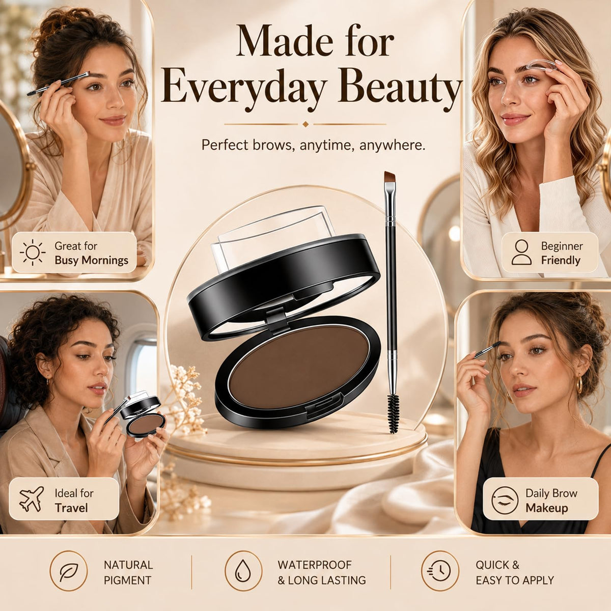 Eyebrow Stamp Powder Kit, Waterproof Long Lasting Eyebrow Seal Stamp with Brush, Quick 3 Seconds Natural Eyebrow Shaping, Easy Microblading Effect Brow Makeup Tool for Makeup Beginners (Dark Brown) Generic
