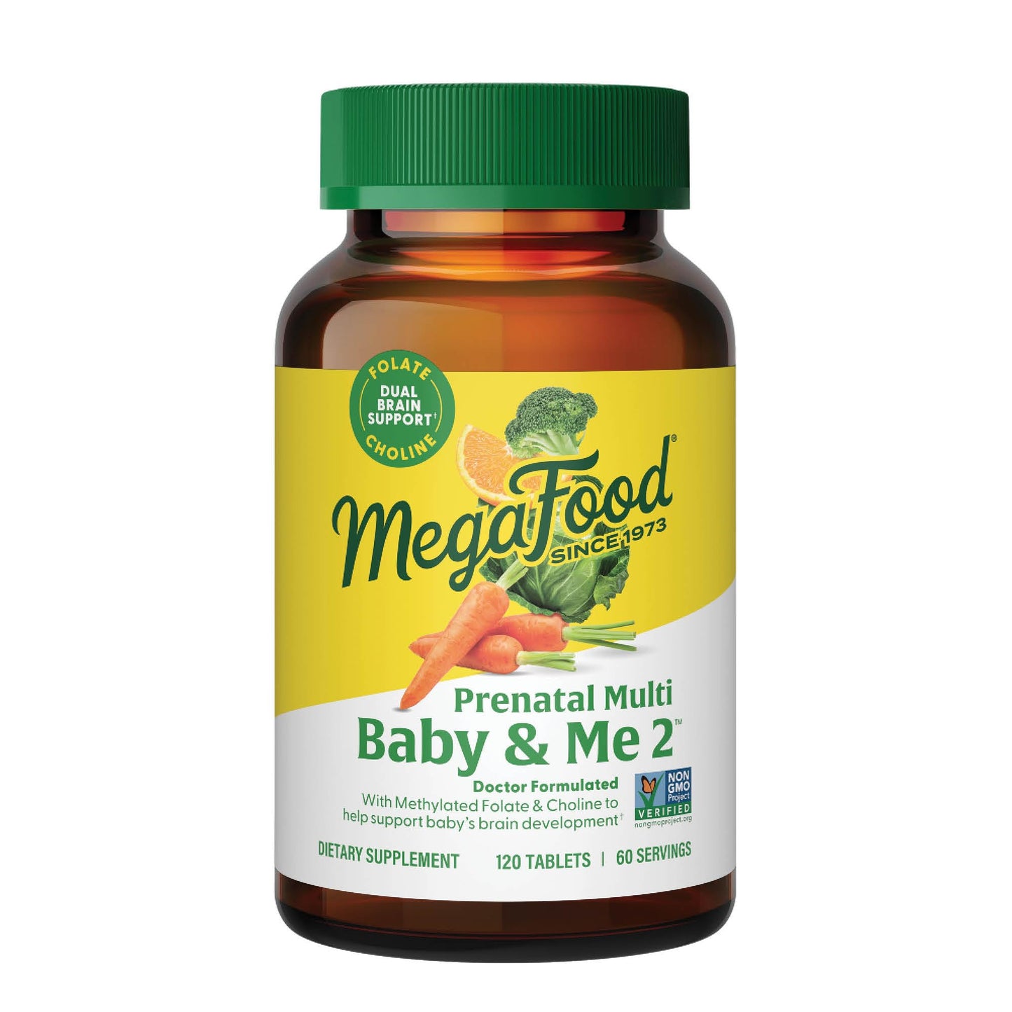 MegaFood Baby & Me 2 Prenatal Vitamin and Minerals - Vitamins for Women - with Folate (Folic Acid Natural Form), Choline, Iron, Iodine, and Vitamin C MegaFood