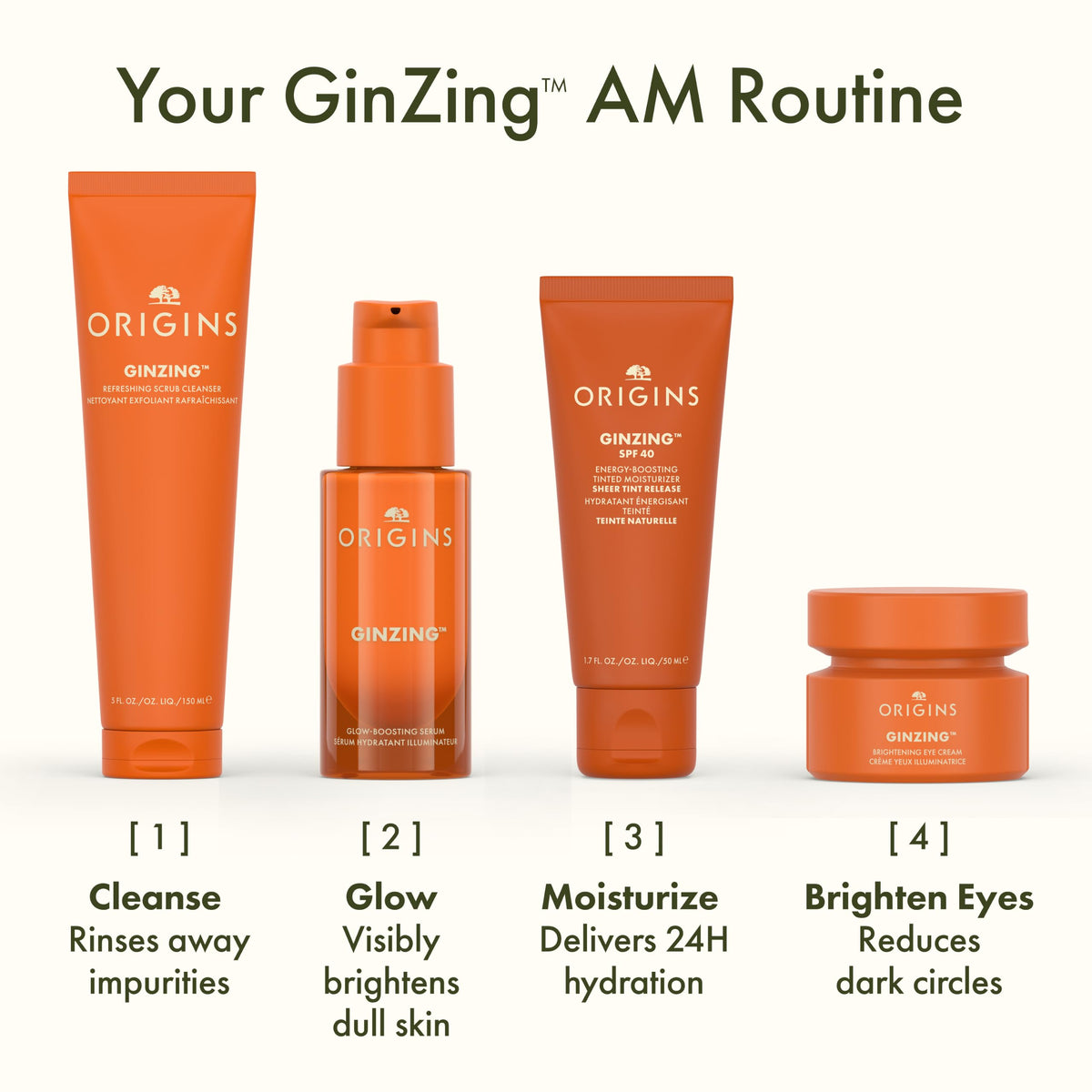 Origins GinZing Energy-Boosting Tinted Moisturizer with SPF 40 | Hydrates & Perfects | Skin Tint with Caffeine and Ginseng, 1.7 Fl Oz Origins