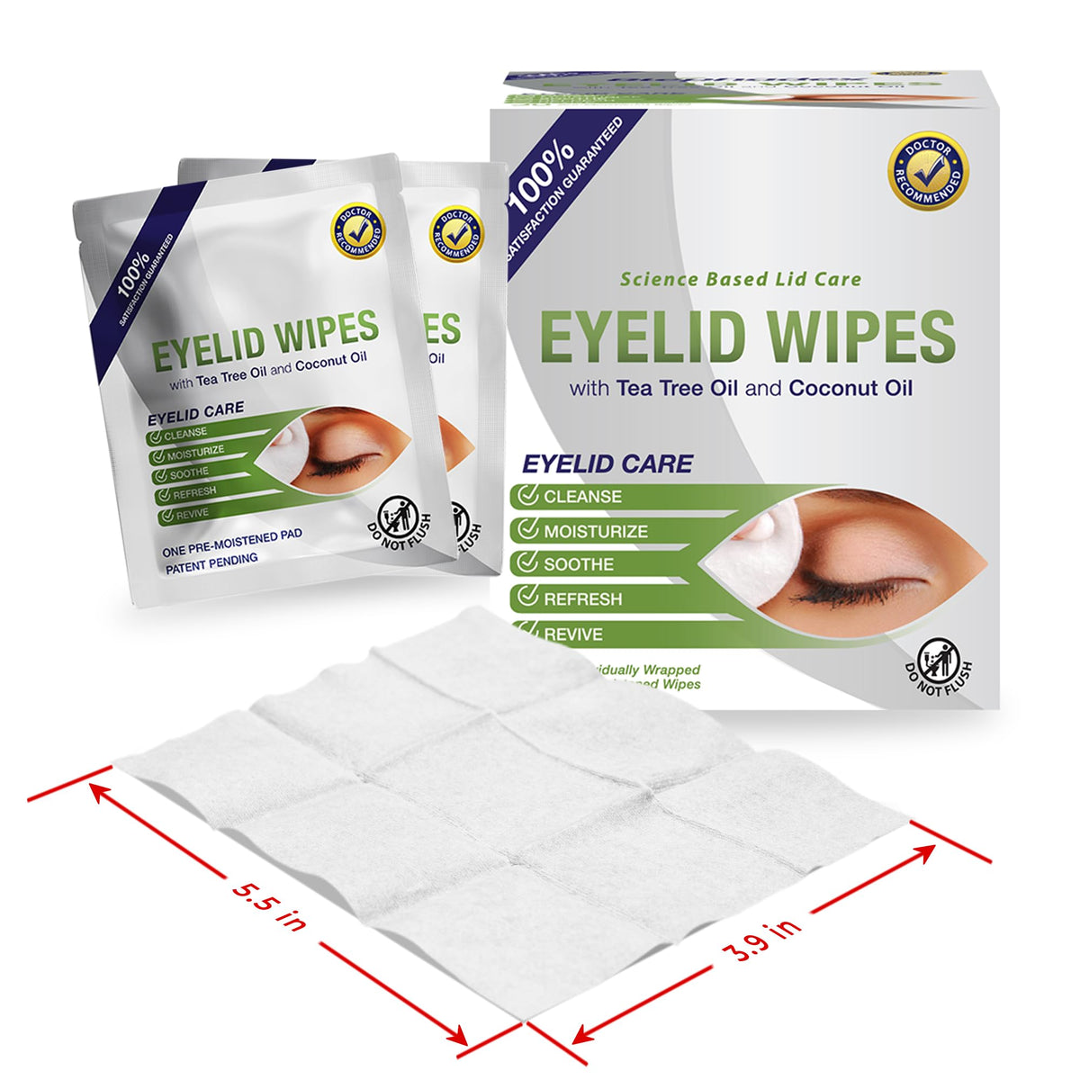 Lunovus Premium Eyelid Wipes With Tea Tree and Coconut Oil - Cleansing Wipes for People Itchy Eyes - Individually Wrapped - Box Of 30 Natural Eye Wipes Visual Advantage