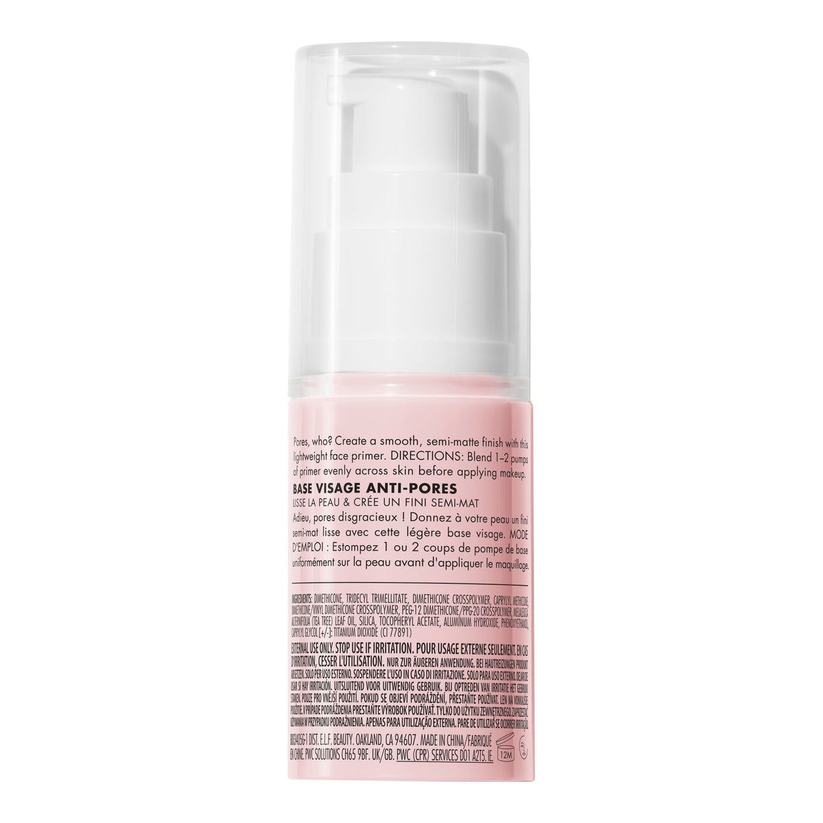 e.l.f. Poreless Face Primer, Skin-Smoothing Matte Makeup Base, Minimizes Pores & Fine Lines, Long-Lasting Foundation Primer with Tea Tree & Vitamins A & E, Vegan & Cruelty-Free e.l.f.