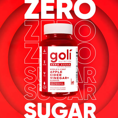 Goli Zero Sugar Apple Cider Vinegar Gummies - ACV with Vitamin B12 and Probiotics - No Sugar Alcohols - Vegan, Keto-Friendly, Gluten-Free Goli