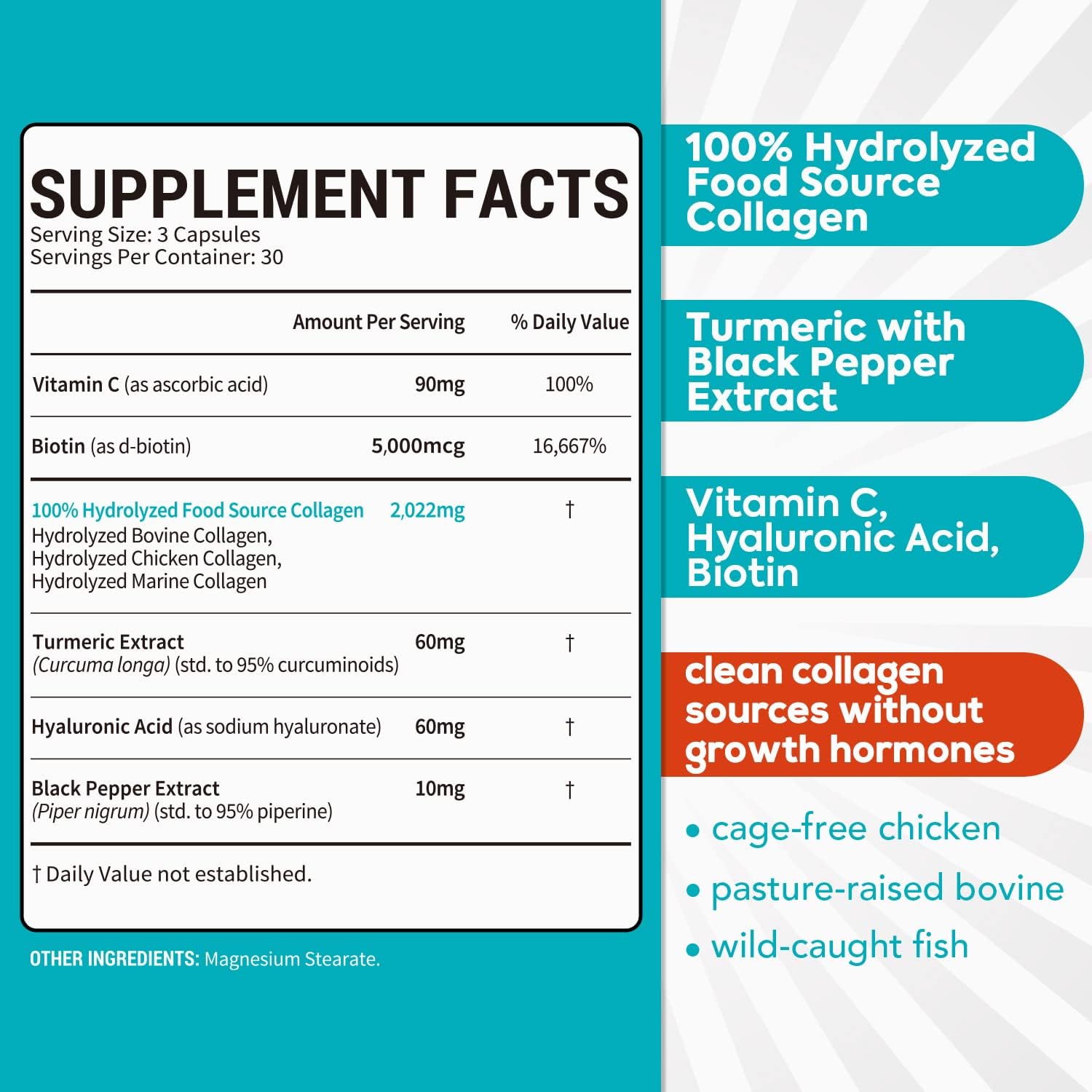 Surebounty Multi Collagen Complex, Type I, II, III, 6-in-1 Super Collagen with Vitamin C, Hyaluronic Acid, Biotin, Turmeric, Black Pepper, Keto, 90 Capsules Surebounty buy australia supplements