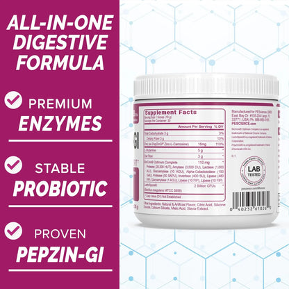 PEScience Complete-GI Gut Health Powder, Probiotics for Women and Men, Digestive Enzymes, Prebiotic Fiber, L-Glutamine PEScience