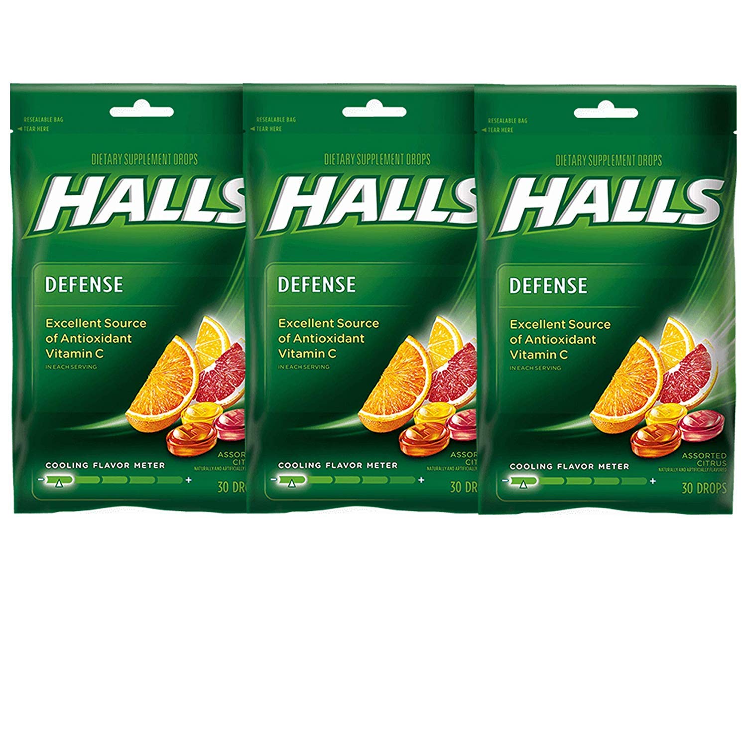 Halls Defense Vitamin C Drops Assorted Citrus - 30 ct, Pack of 3 HALLS buy australia supplements