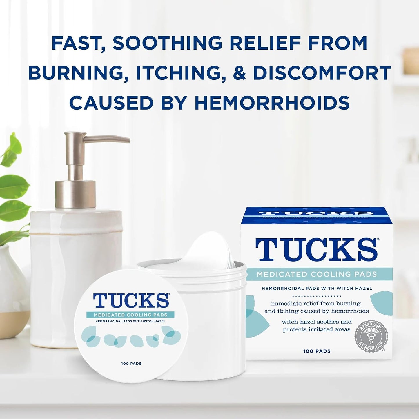 TUCKS Medicated Cooling Pads, 100 Count – Hemorrhoid Pads with Witch Hazel, Cleanses Sensitive Areas, Protects from Irritation, Hemorrhoid Treatment, Medicated Pads Used by Hospitals Gsupps Australia