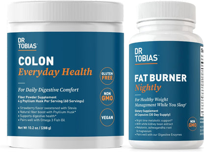 Dr. Tobias Colon Everyday Health and Fat Burner Nightly, Daily Digestive & Night Time Metabolic Support, Curb Cravings, Boost Energy & Gut Health, Non-GMO