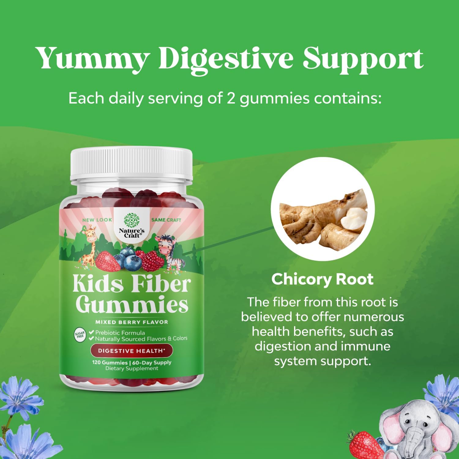 High Prebiotic Fiber Gummies for Kids - Digestive Health Support - 120 Ct | Fiber for Kids Regularity & Gut Health Support - Dietary Fiber Supplements - Immune Gummies with Chicory Root - Non GMO Gsupps Australia