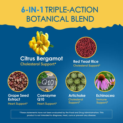 LeaforClensey Citrus Bergamot Liquid Drops for High Cholesterol, Bergamot Extract Blend Supplements with Red Yeast Rice & CoQ10 for Heart LeaforClensey