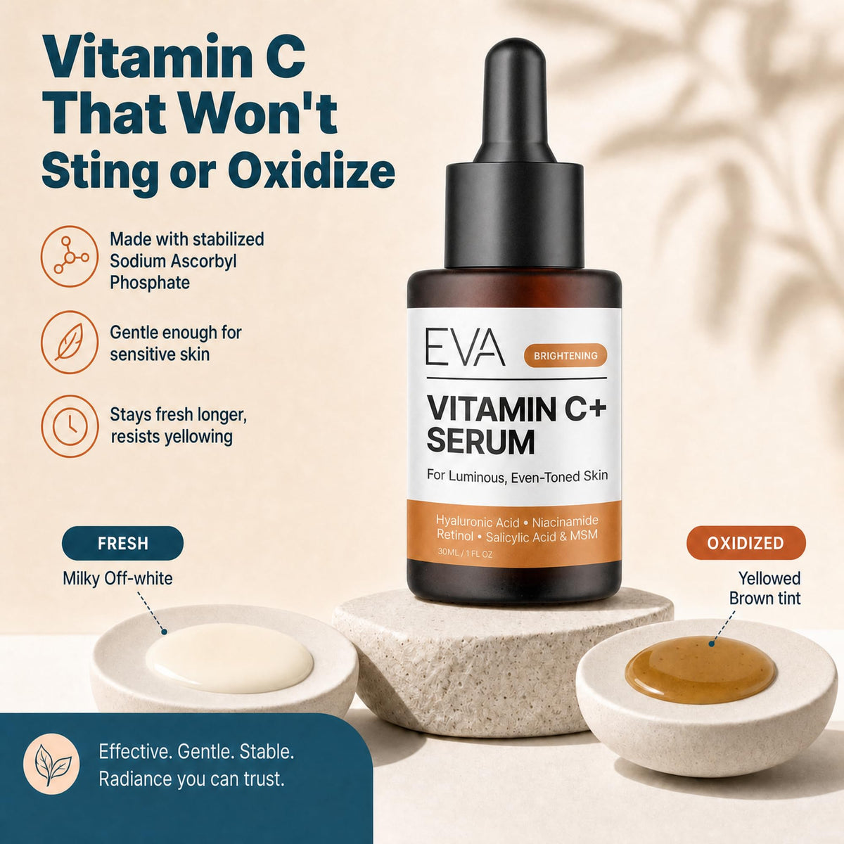 Eva Naturals Vitamin C Serum for Face with Retinol & Niacinamide, 1 oz Eva Naturals