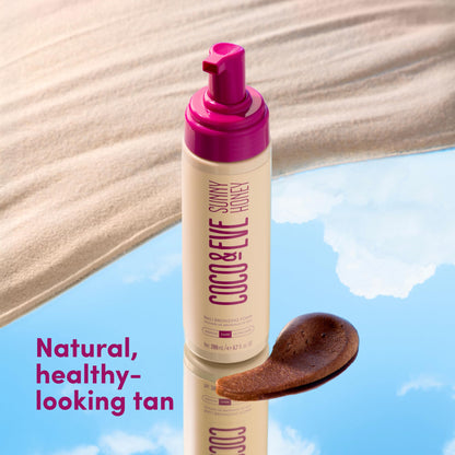 Coco & Eve Sunny Honey Self Tanner Foam - (Medium) Fast Drying, Streak-Free Sunless Tanning Mousse, Tropically Scented Lightweight Natural Looking Tan Coco & Eve