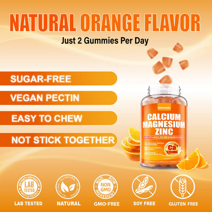 Calcium 1200 mg with Vitamin D3 Gummies for Adults - Calcium Citrate with Vitamin D3 K2, Magnesium, Zinc, Boron, Copper and Ashwagandha Maennyliy