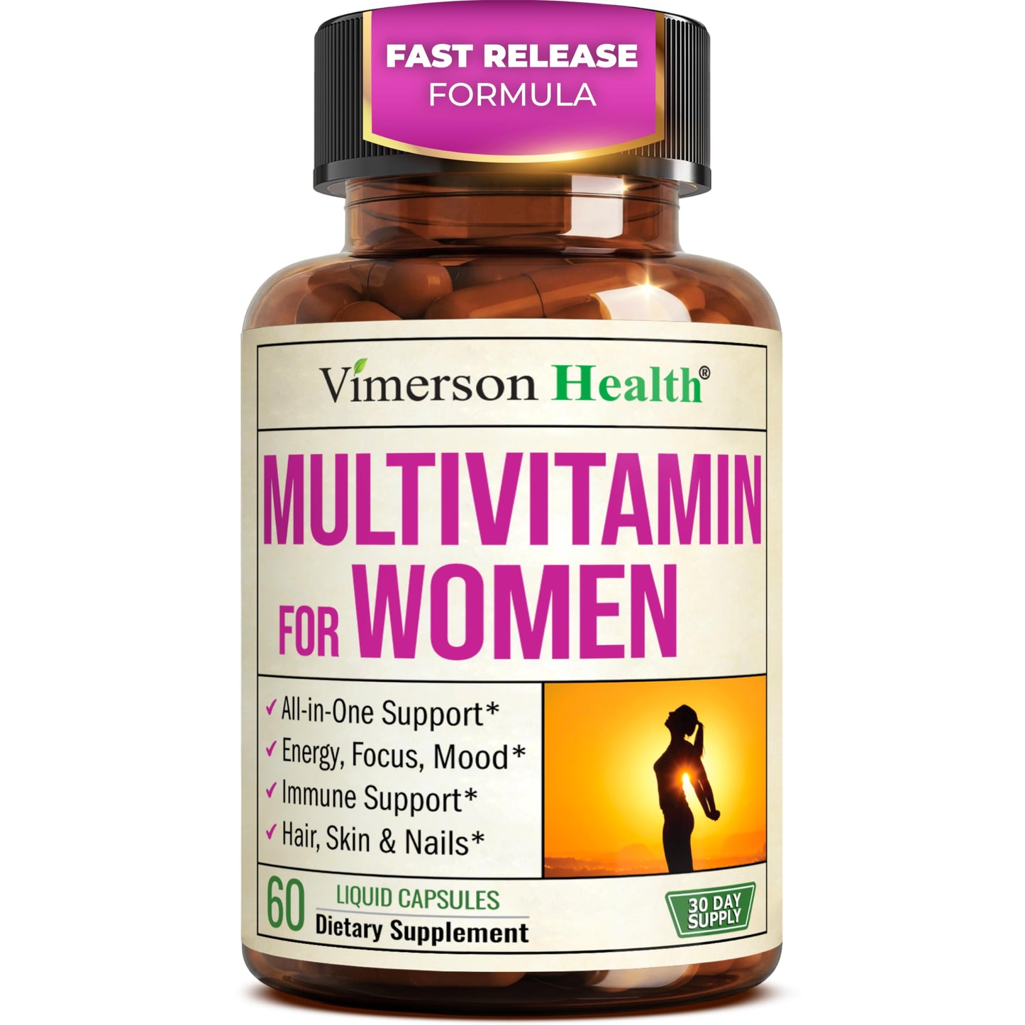 Multivitamin for Women with Vitamins and Minerals for Energy, Focus and Immune Health – Premium Daily Womens Multivitamins Vimerson Health