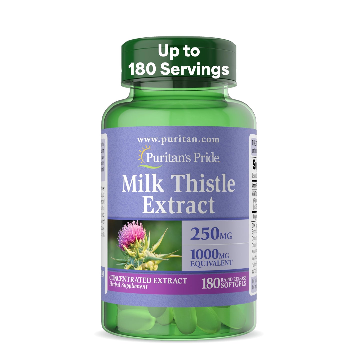 Puritan's Pride Milk Thistle Silymarin 4:1 Concentration Extract 250 mg (1000 mg Equivalent) Puritan's Pride