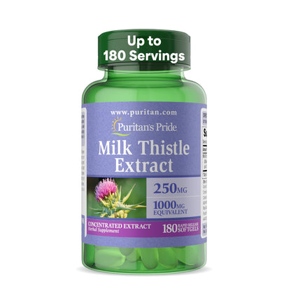 Puritan's Pride Milk Thistle Silymarin 4:1 Concentration Extract 250 mg (1000 mg Equivalent) Puritan's Pride