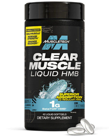 Muscletech HMB Supplements 1000mg, Clear Muscle (42 Liquid Softgels) - Highest Grade HMB for Lean Muscle & Recovery-HMB Free Acid Muscle Supplement-Help Decrease MuscleTech