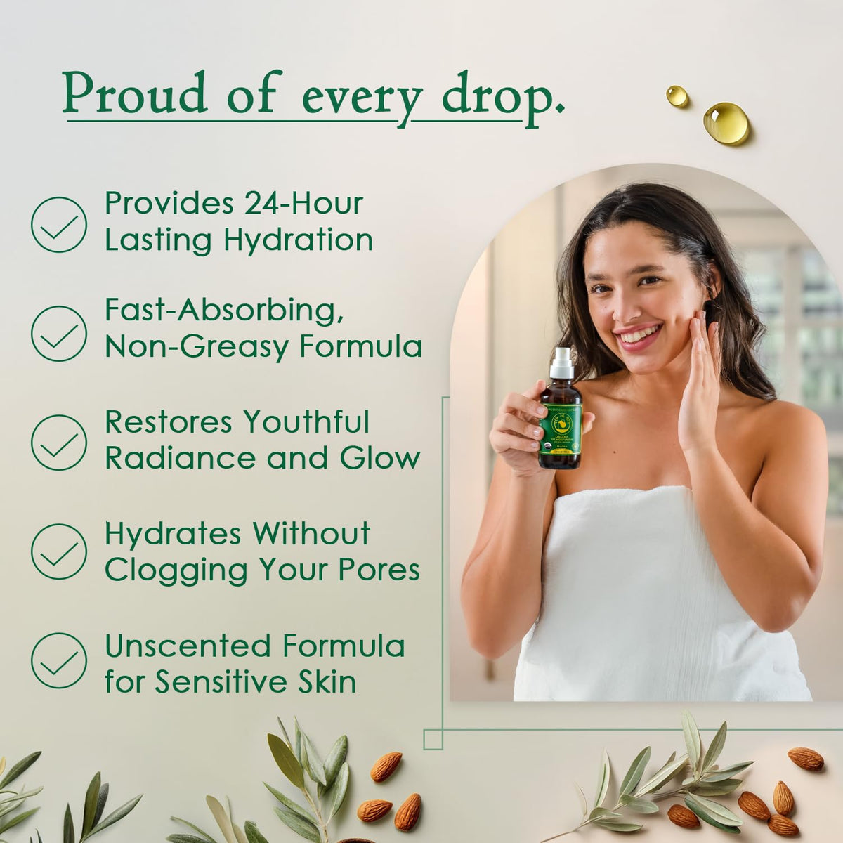 Organic Face Oil for Dry Skin - Unscented Anti-Aging Facial Oil - Jojoba, Rosehip, Almond, Olive, Vitamin E - Gua Sha oil - Fragrance Free Natural Body Moisturizer for Women & Men 4 oz Ancient Greek Remedy