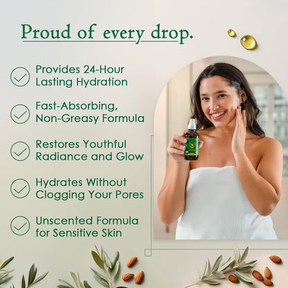 Organic Face Oil for Dry Skin - Unscented Anti-Aging Facial Oil - Jojoba, Rosehip, Almond, Olive, Vitamin E - Gua Sha oil - Fragrance Free Natural Body Moisturizer for Women & Men 4 oz Ancient Greek Remedy
