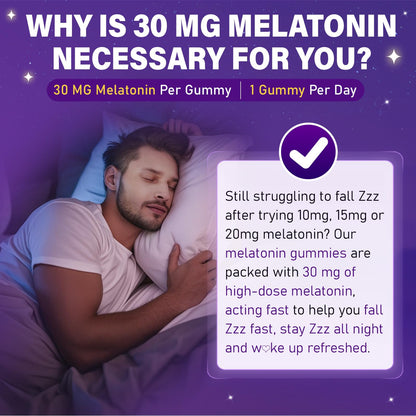 Veyttisy Melatonin 30mg Gummies for Adults - Sugar Free Melatonin Gummies Maximum Strength with Magnesium, B6, GABA & Botanical Blend - Non-Habit Forming,Vegan Veyttisy