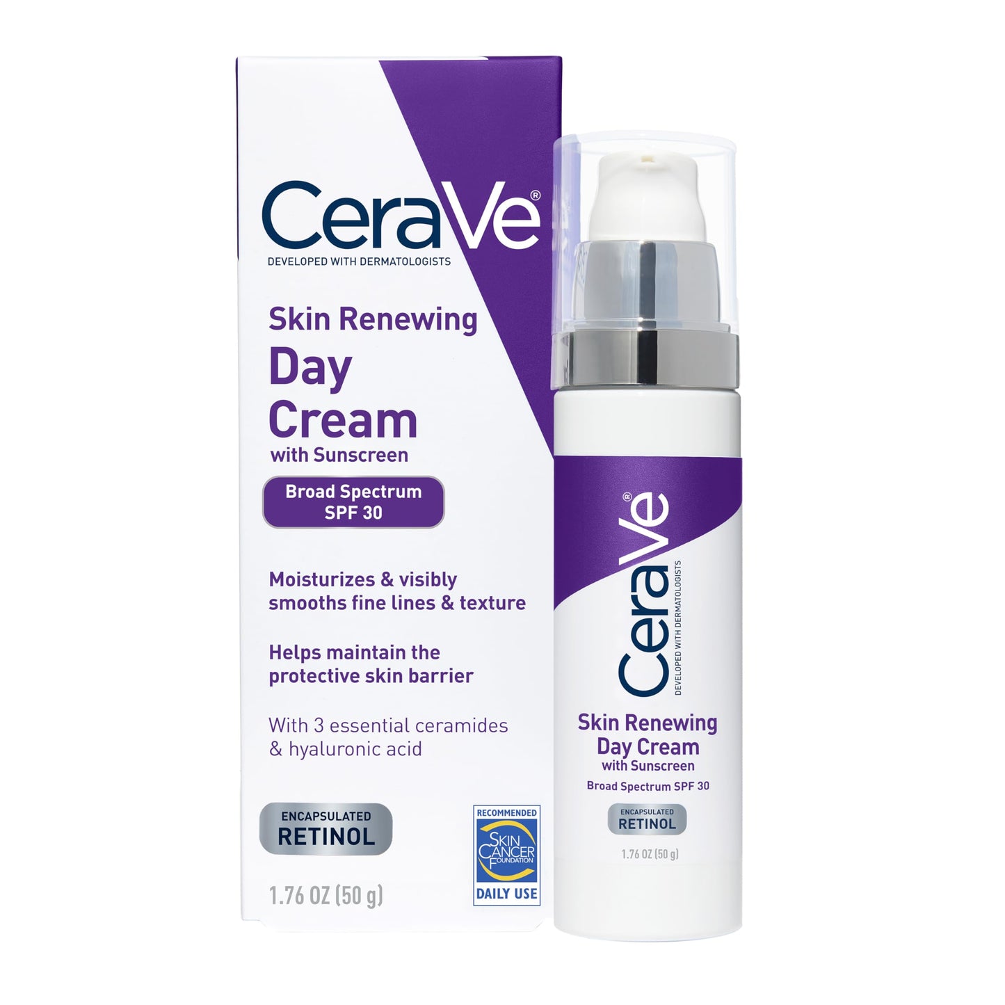 CeraVe Anti-Aging Face Cream SPF 30, Anti-Wrinkle Retinol Cream with Hyaluronic Acid and Ceramides, 1.76 oz CeraVe