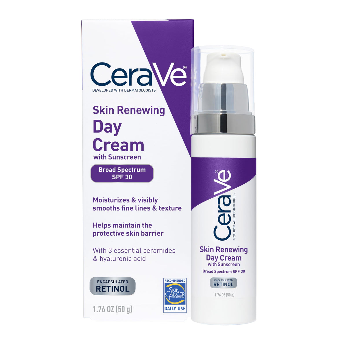 CeraVe Day Cream, Anti-Aging Retinol Face Moisturizer with SPF 30, 1.76oz CeraVe