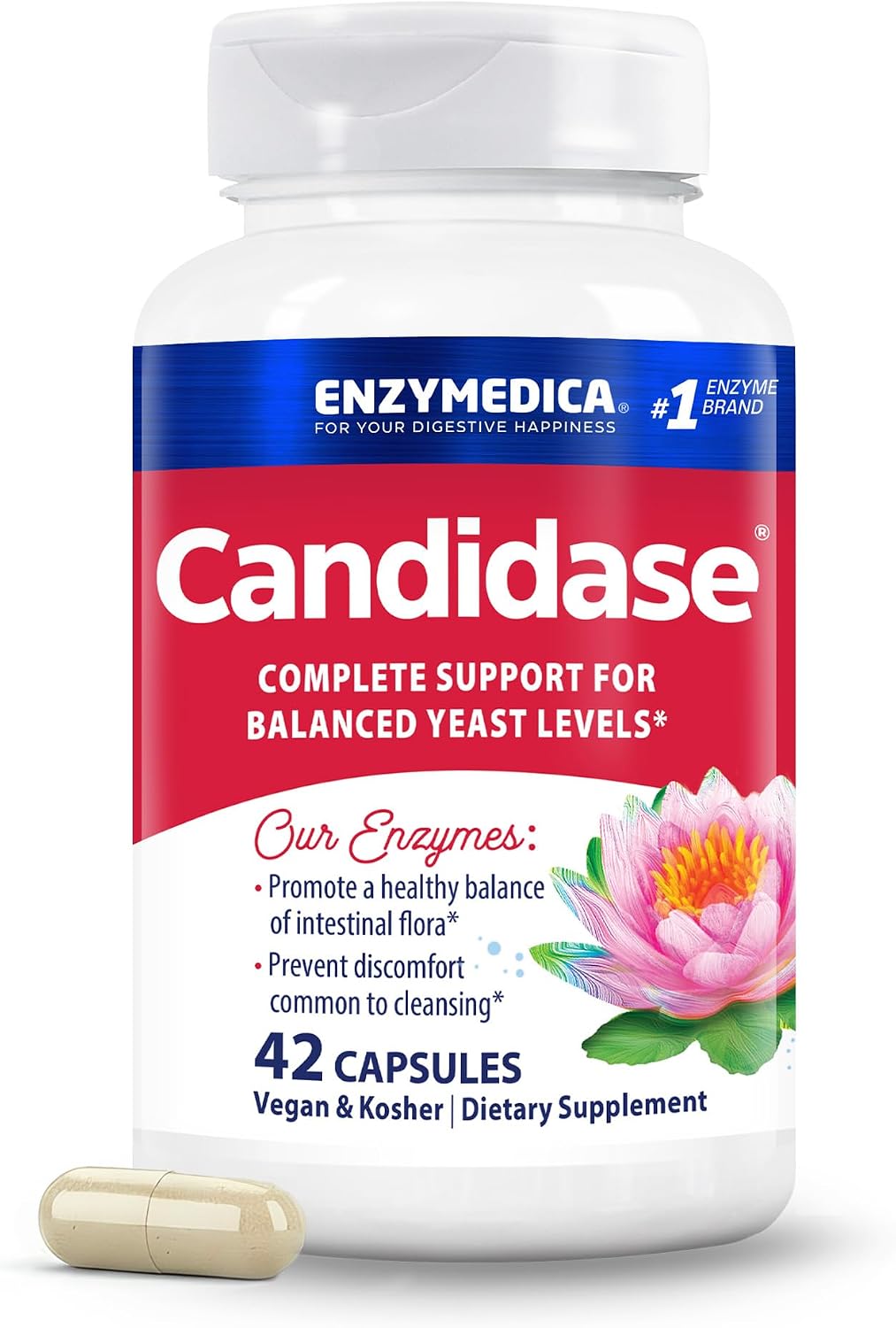 Enzymedica Candidase, Enzymes for Gentle Cleansing Support for Men & Women, Blended for Gut & Microbiome Health with Cellulase and Protease, 42 Count Gsupps Australia