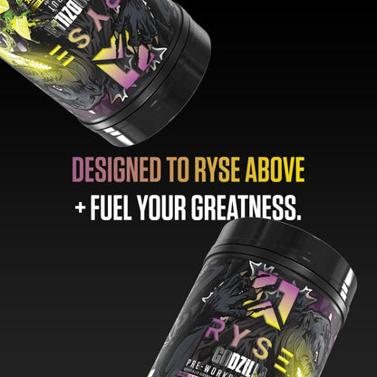 RYSE Godzilla X Noel Deyzel Pre Workout Powder - Monsterberry Lime - 400mg Caffeine, High Stim Pre-Workout for Men & Women with Citrulline & Beta Alanine - Energy, Pump & Focus - 20/40 Servings