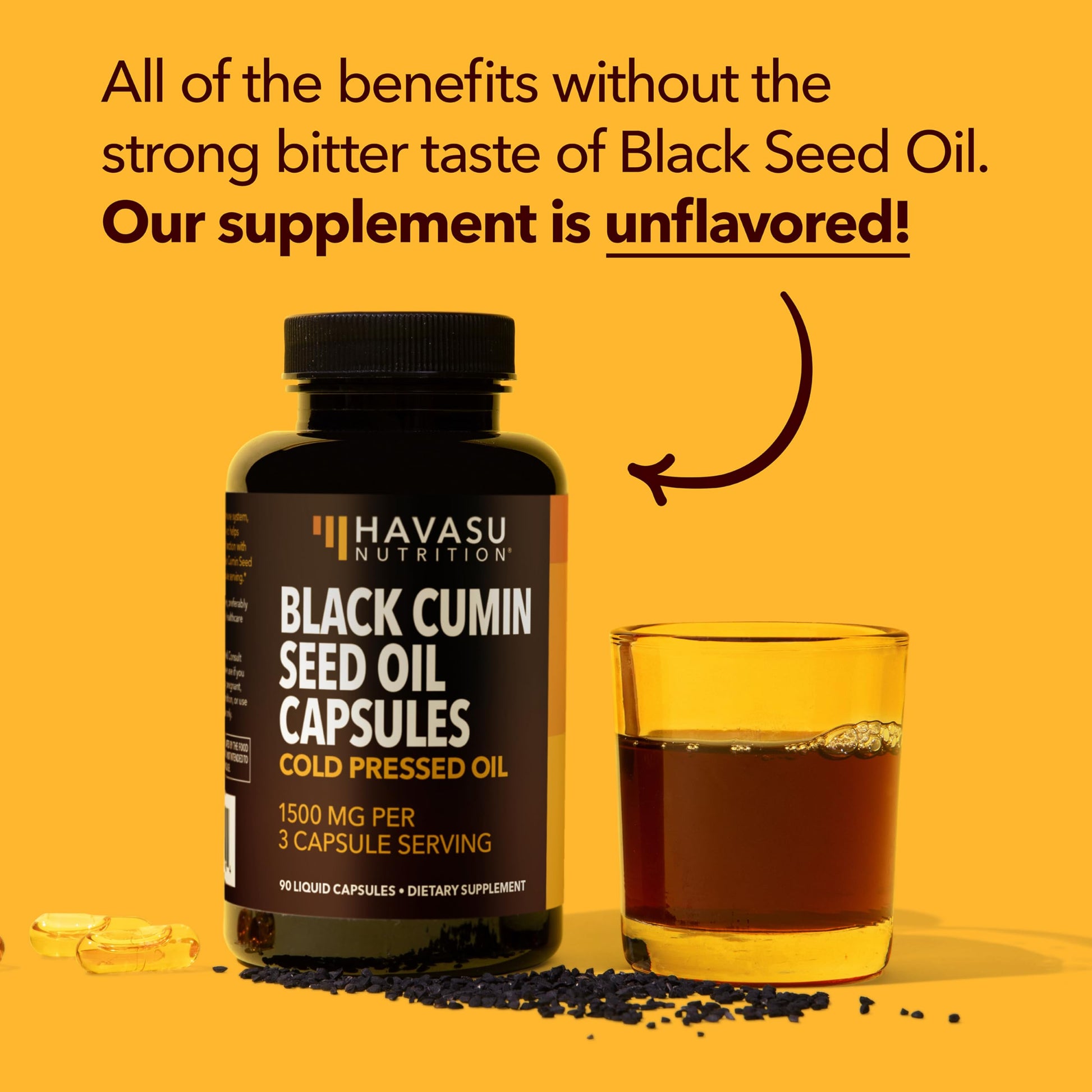 Black Seed Oil Capsules, Vegan, Non-GMO, Cold-Pressed Nigella Sativa, 90ct | 1500mg Per Serving Black Cumin Supplement for Skin Health, Immune Function, and Digestive Health, Unflavored, 30 Servings Gsupps Australia