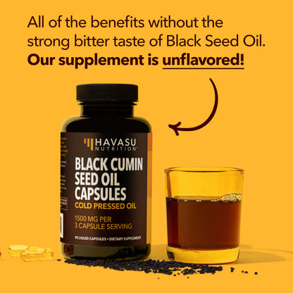Black Seed Oil Capsules, Vegan, Non-GMO, Cold-Pressed Nigella Sativa, 90ct | 1500mg Per Serving Black Cumin Supplement for Skin Health, Immune Function, and Digestive Health, Unflavored, 30 Servings Gsupps Australia