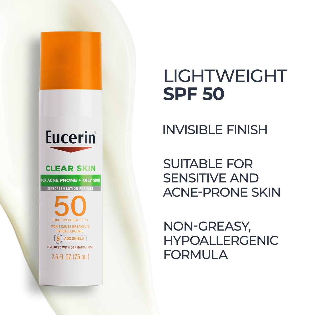 Eucerin Clear Skin Face Sunscreen Lotion, SPF 50, 2.5 FL OZ Eucerin
