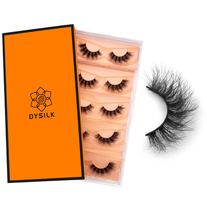 DYSILK Eyelashes Mink Lashes Fluffy - Fluffy Lashes 5 Pairs 6D Faux Mink Eyelash False Eyelashes Natural Look Lashes That Look Like Extensions Wispy Eyelashes Strip Lashes Eye Lashes | Fluffy-16mm DYSILK