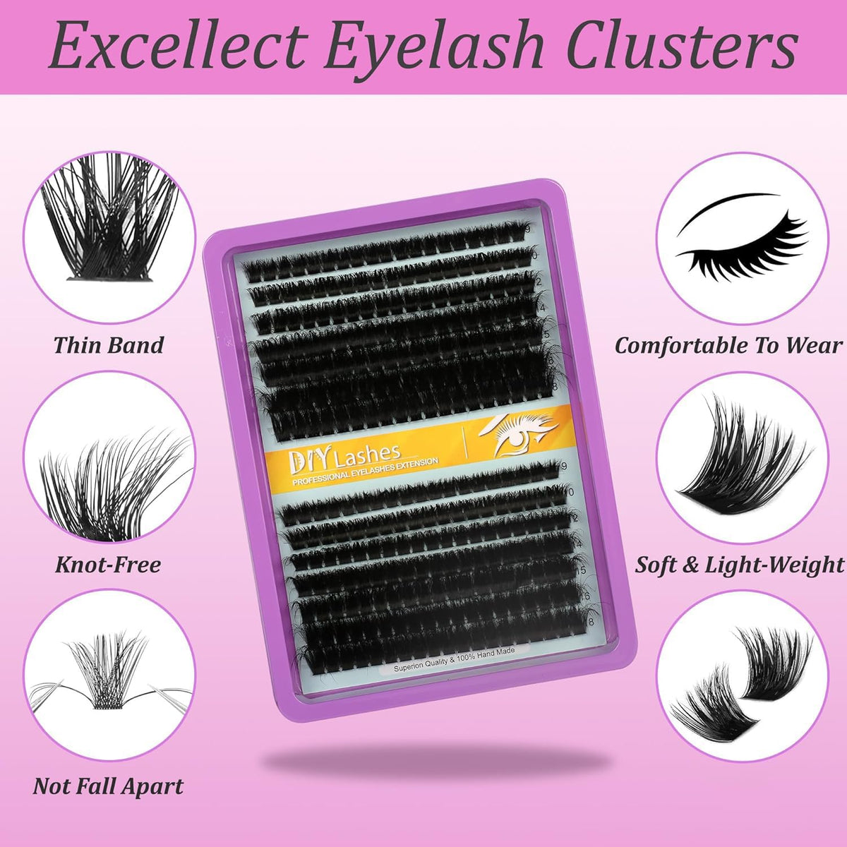 C Curl Lash Clusters Extensions 280 Pcs Individual Eye lash Clusters 100D Cluster Eyelash Lashes Wispy Clusters Lashes Makeup at Home - DIY Lash Extension Kit for Self Application (9-18MM) Mix Himirell