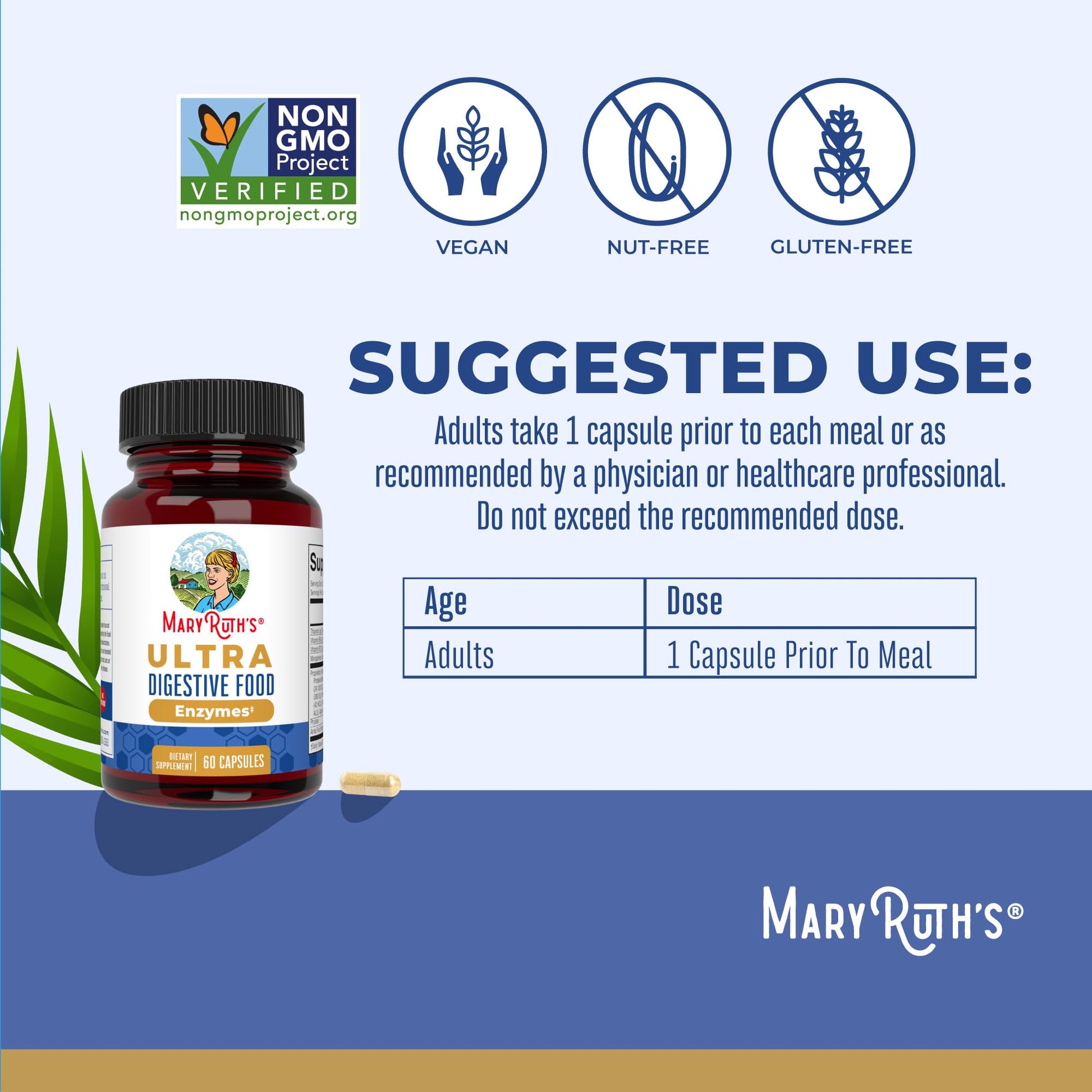 MaryRuth Organics Ultra Digestive Enzymes Capsules | Up to 2 Month Supply | Supplement for Gut Health Support | Digestion & Immune Support with Amylase | Lipase & Lactase | Vegan | 60 Count MARYRUTH'S buy australia supplements