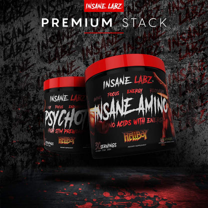 Insane Labz Insane Amino Hellboy Edition, BCAA with Energy Focus Muscle Recovery, Intra Workout Powder, 2 1 1 Branched Chain Amino Acid Powder, 30 Srvgs, Lemonade