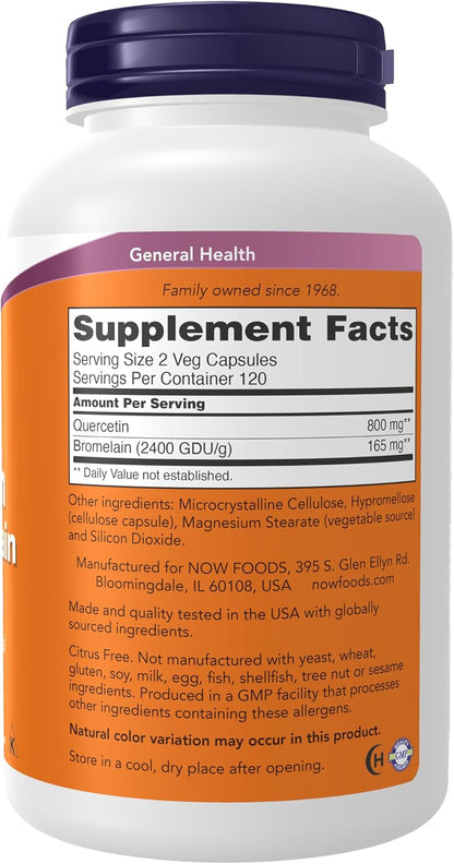 NOW Foods Supplements, Quercetin with Bromelain, Balanced Immune System*, 240 Veg Capsules Gsupps Australia