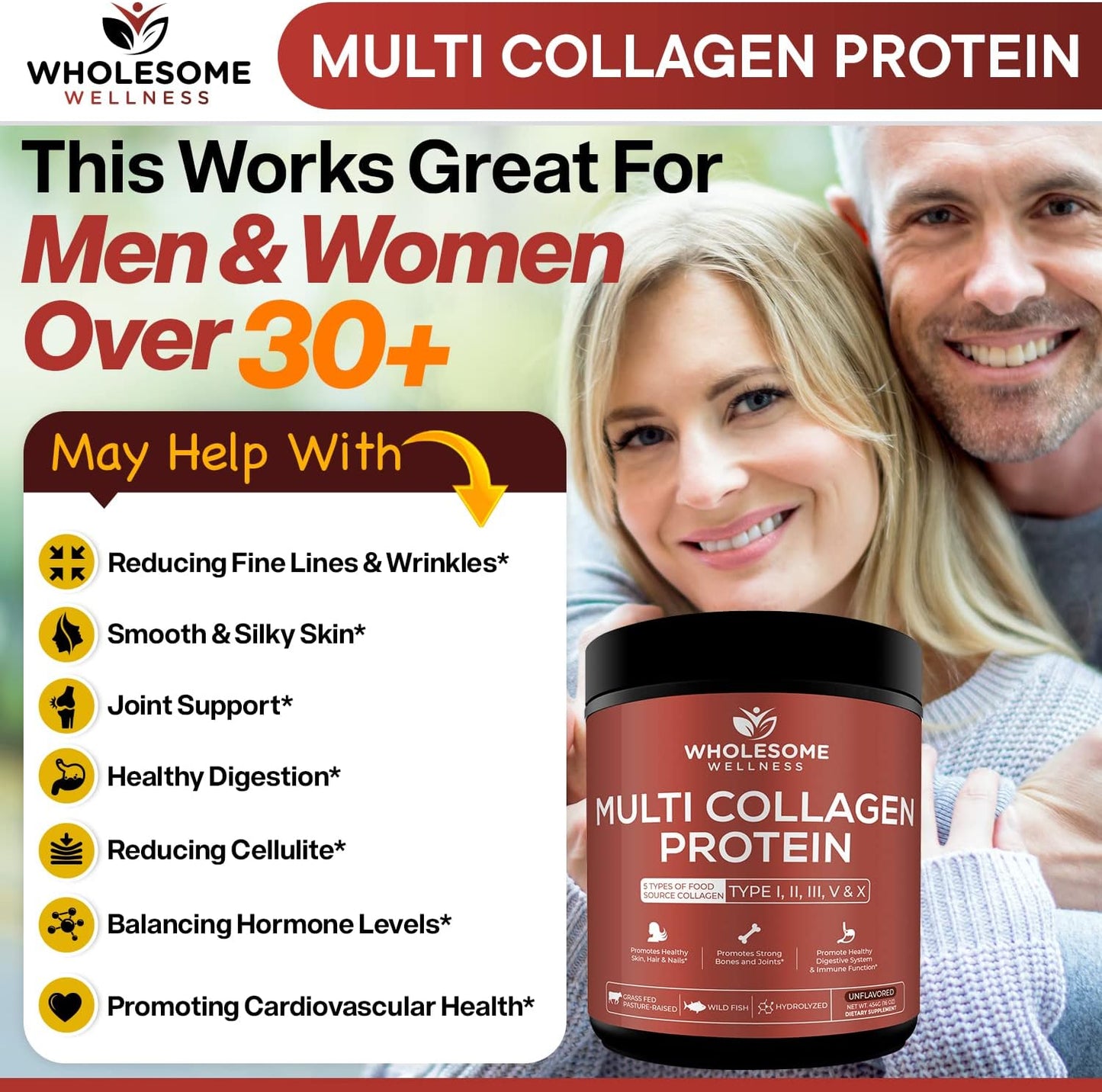 Wholesome Wellness Probiotics for Women 100 Billion CFUs with Prebiotics, Digestive Enzymes + Multi Collagen Protein Powder Hydrolyzed (Type I II III V X) Bundle Gsupps Australia