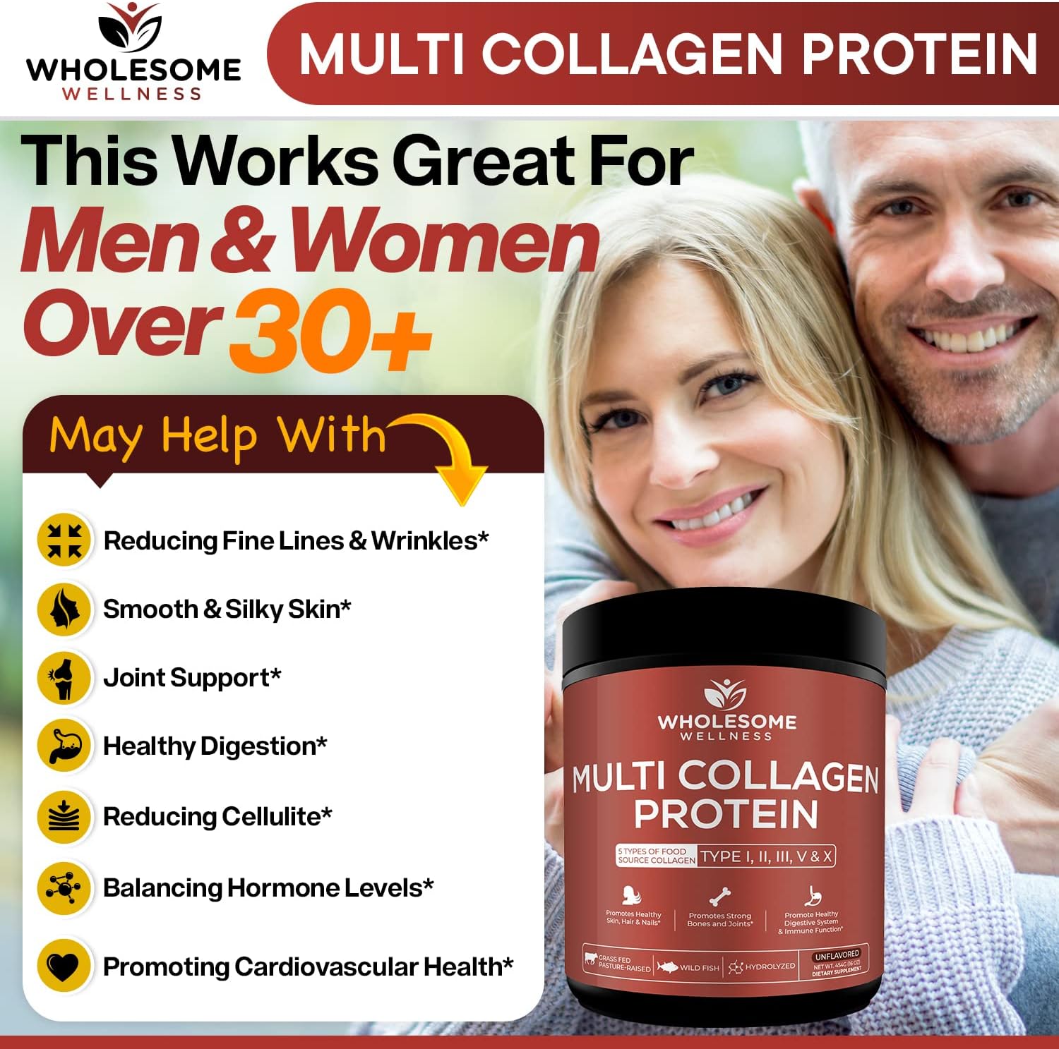 Wholesome Wellness Multi Collagen Protein Powder Hydrolyzed (Type I II III V X) + Grass Fed Desiccated Beef Liver Capsules (180 Pills, 750mg Each) - Natural Iron, Vitamin A, B12 for Energy Bundle Gsupps Australia
