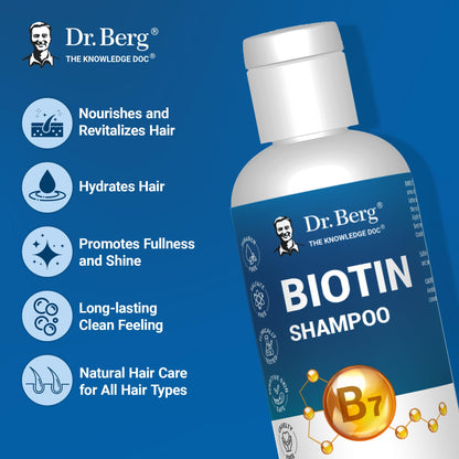 Dr. Berg Biotin Shampoo for Men & Women (Improved High-Performance Formula) - Independently Tested & Certified Paraben- Sulfate- & Silicone-Free - Infused w/Biotin, Argan Oil & Botanicals - 8 Fl oz Dr. Berg Nutritionals