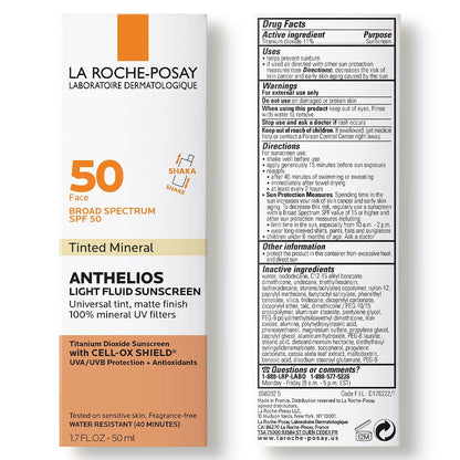 La Roche-Posay Anthelios Tinted Mineral Sunscreen for Face SPF 50, Light La Roche-Posay