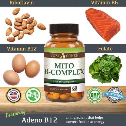 Script Essentials Suzy Cohen, Mito B Complex Dietary Supplement, 5-MTHF, Adeno B12, Methylation Support, Supports Healthy Nervous System Script Essentials