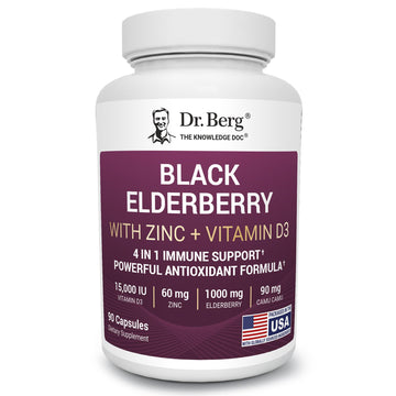 Dr. Berg Black Elderberry Capsules (Advanced Immune Support*) with 15,000 IU Vitamin D, 60 mg of Zinc, & 90 mg of Camu Camu - (4-in-1) Sambucus Elderberry Immune Support Supplement - 90 Capsules Dr. Berg Nutritionals buy australia supplements