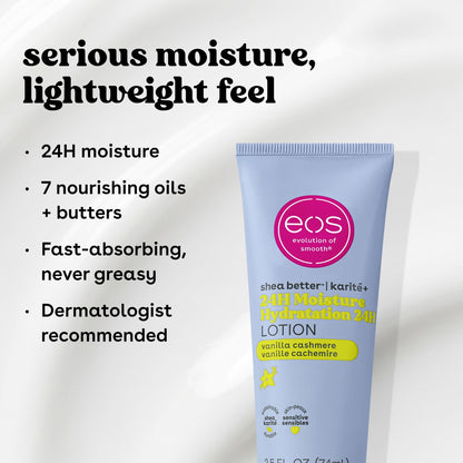 eos 24H Moisture Travel Body Lotion- Vanilla Cashmere, 2.5 fl oz eos