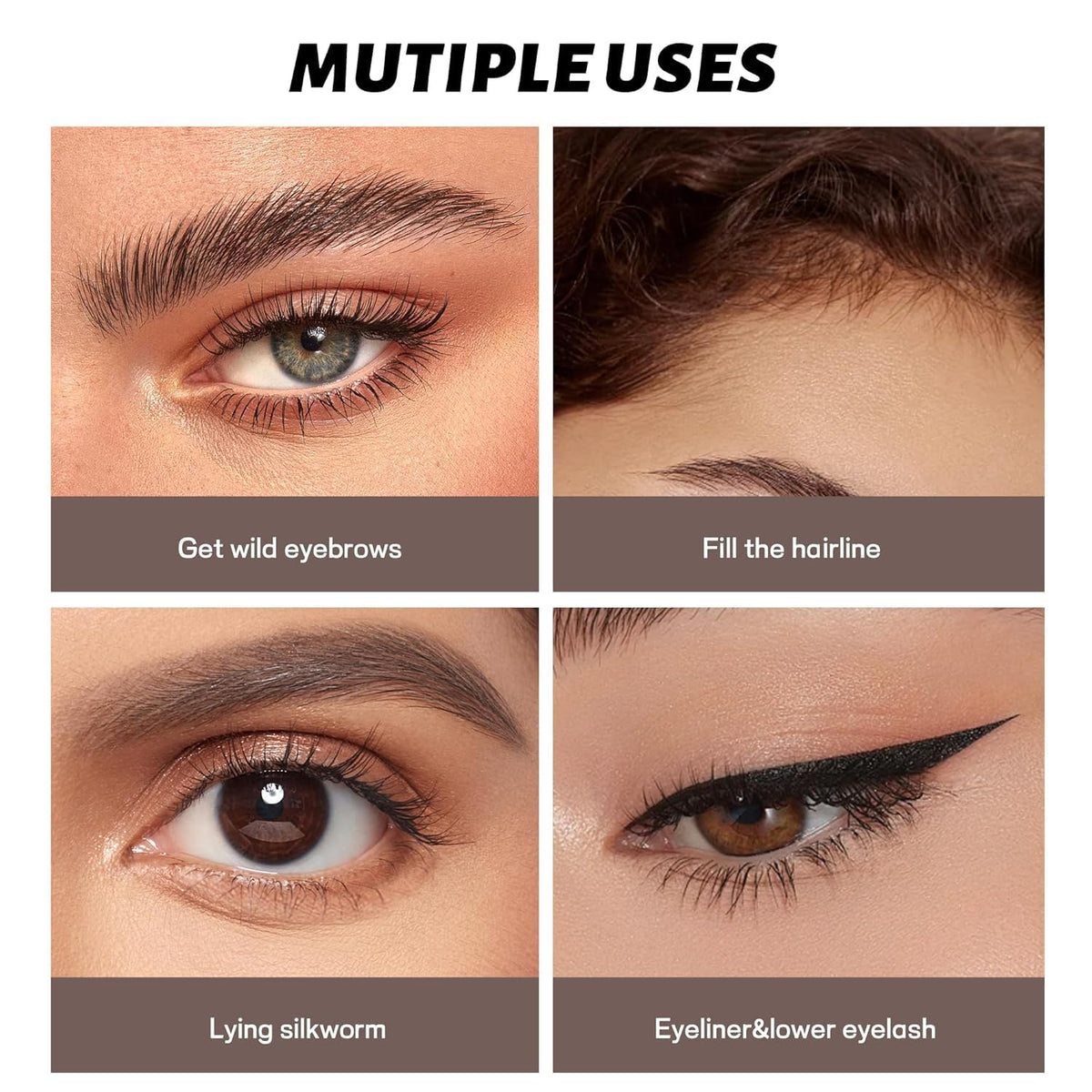 Espoce 2 Pack Eyebrow Pen, Waterproof Microblading Eyebrow Pencil, 4 Tip Precise Eye Brow Makeup Pen for Women to Effortlessly Create Hair Like Natural Brows, Non Dry Out and Last All Day (Dark Brown) Espoce