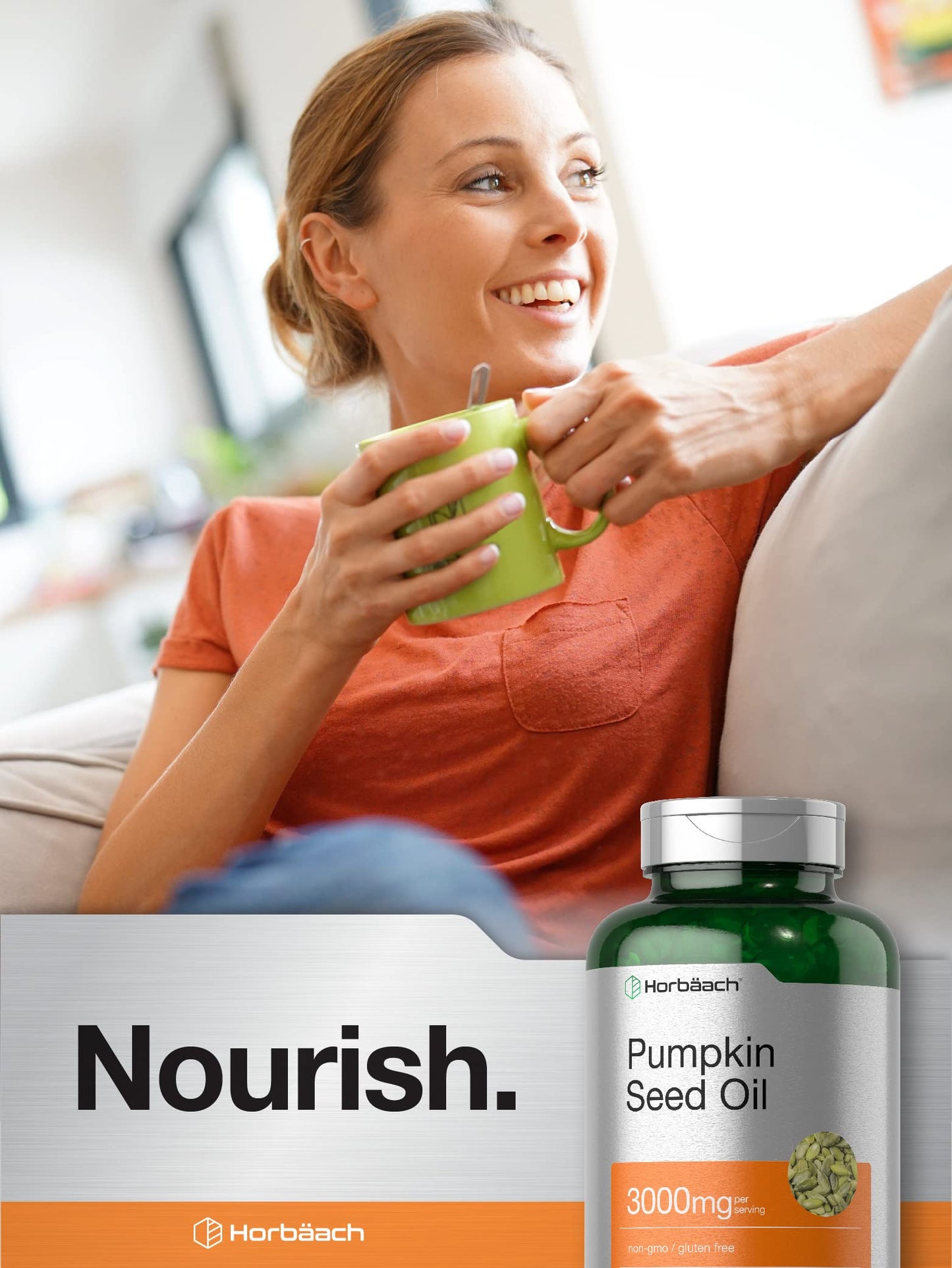 Horbäach Pumpkin Seed Oil | 3000mg | 120 Softgel Capsules | Cold Pressed Dietary Supplement | Non-GMO and Gluten Free Formula Horbäach