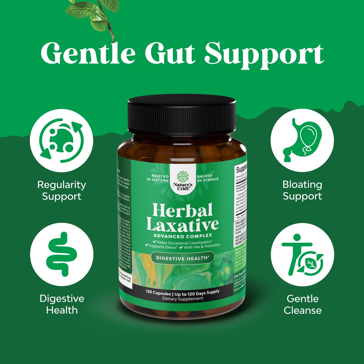 Herbal Laxative Capsules with Probiotics – Natural Laxatives for Constipation with Senna Leaf, Psyllium, Aloe Vera – Colon Cleanse for Women & Men - Detox for Gut Health & Weight Management – 60 Count Gsupps Australia
