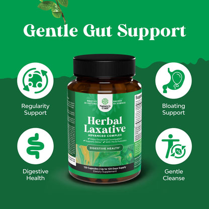 Herbal Laxative Capsules with Probiotics – Natural Laxatives for Constipation with Senna Leaf, Psyllium, Aloe Vera – Colon Cleanse for Women & Men - Detox for Gut Health & Weight Management – 60 Count Gsupps Australia