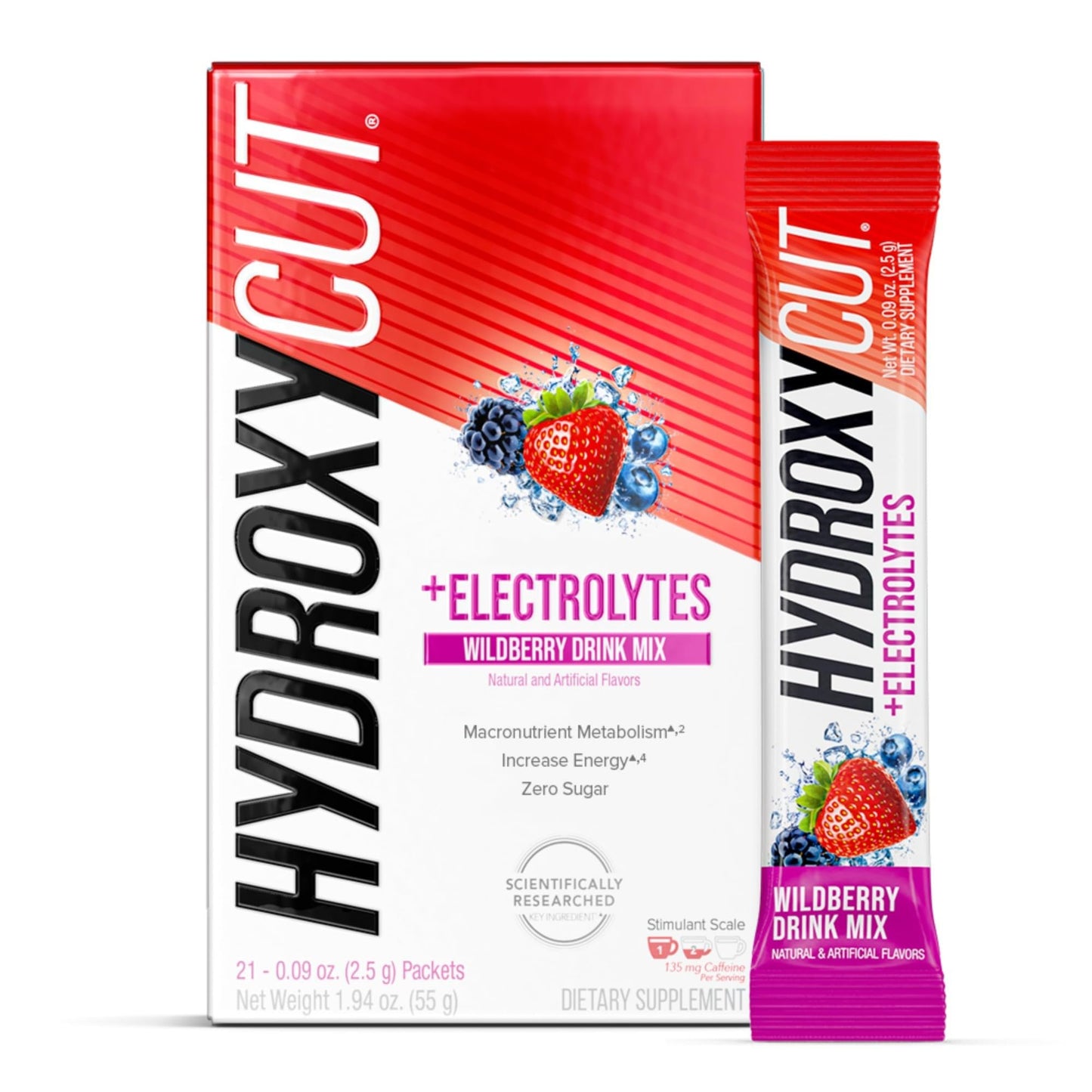 Hydroxycut Drink Mix, Wildberry Blast - 21 Travel-Size Packets - Zero Calories, Zero Sugar - Boost Metabolism, Burn Calories Hydroxycut