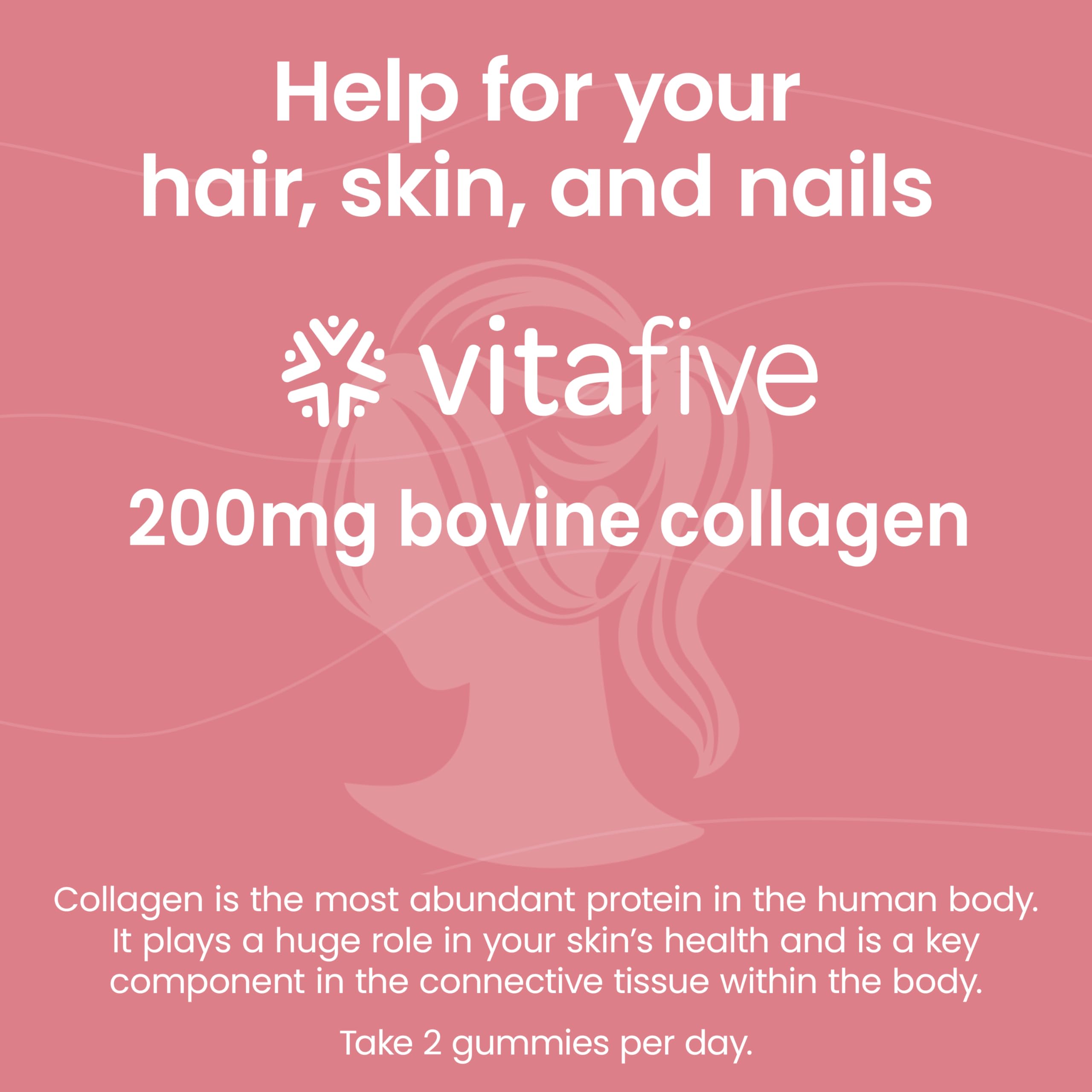 vitafive Collagen Gummies for Men and Women, Bovine Collagen, Collagen Gummy for Hair, Skin, and Connective Tissue Support, Gluten Free (50 Ct) vitafive buy australia supplements