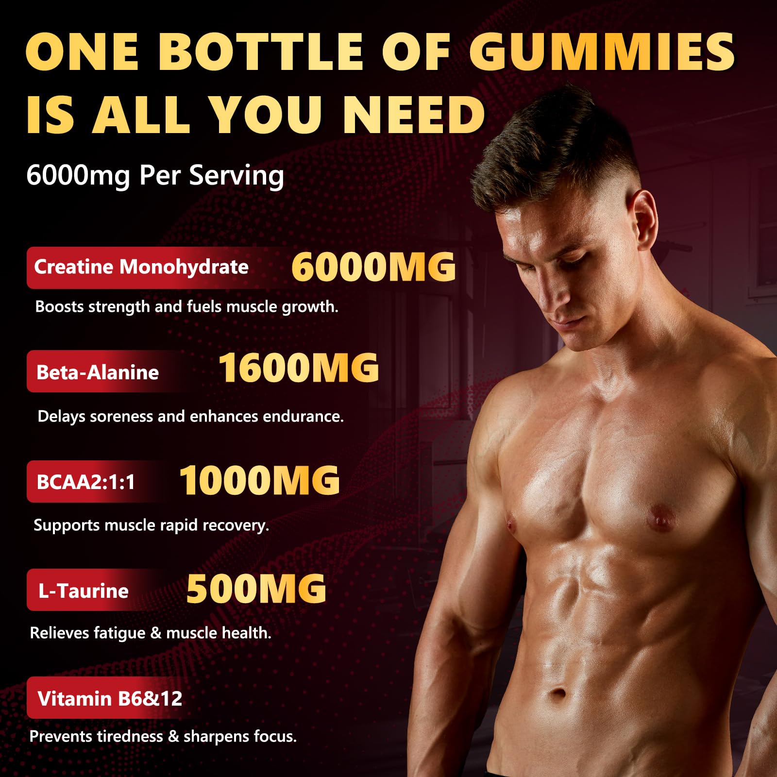 ZELKORE Creatine Monohydrate Gummies 6000mg for Men & Women, Sugar Free Creatine Gummy for Pre & Post Workout, High Absorption Supplement with BCAA, Support Boost Strength, ZelKore buy australia supplements