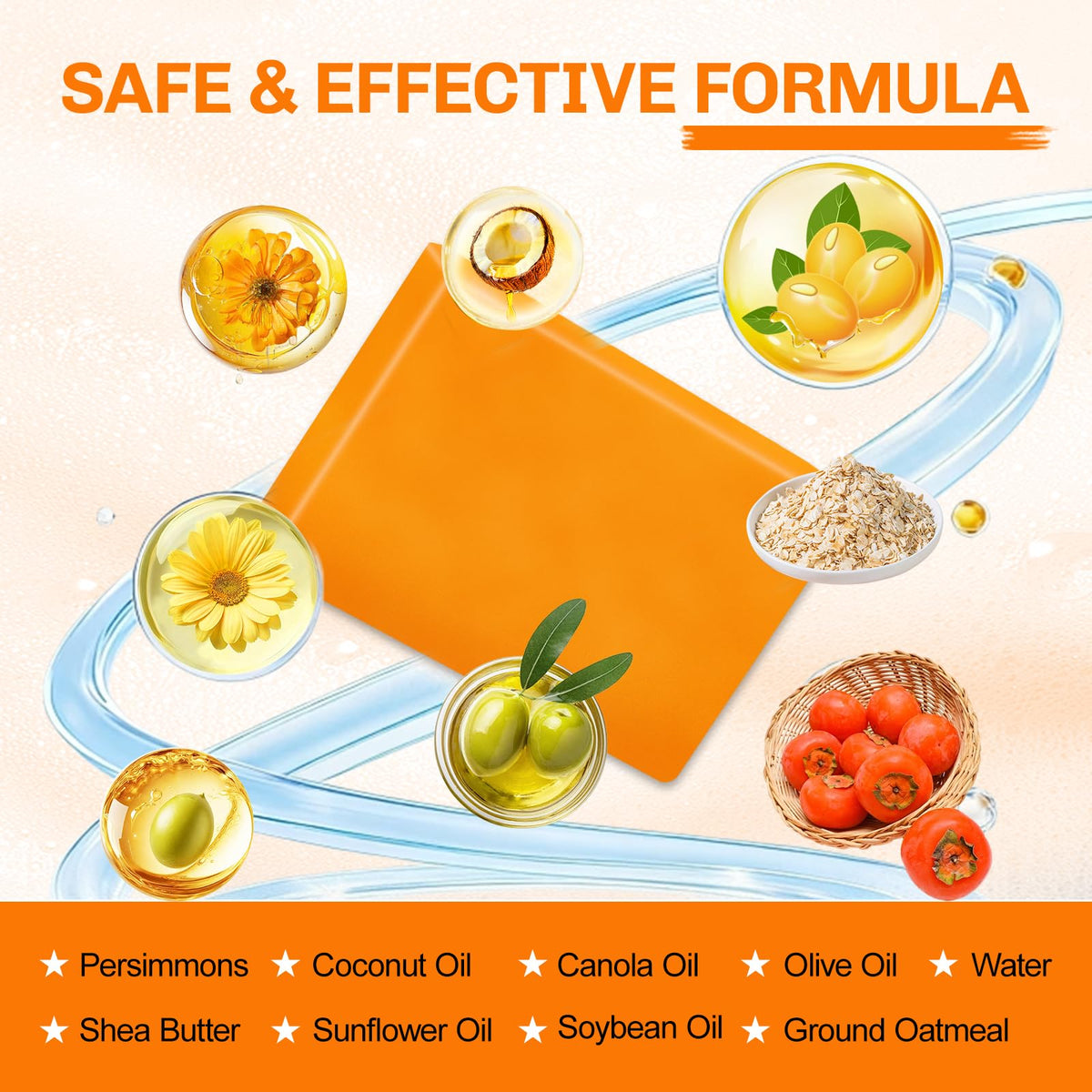 NXPPYY 5 Pcs Persimmon Soap for Old People Smell, Persimmon Soap Bar for Body Odor Control, Natural Organic Deodorant Body Wash Soap for Women & Men NXPPYY